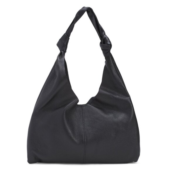 VIOLA CASTELLANI Black Made In Italy Leather Unlined Slouchy Hobo